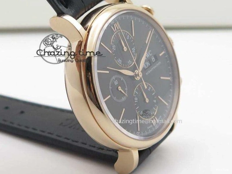 MIROTIME 0424 Portofino Chrono RG Black Dial on Black Leather Strap A HighPerformance 7389